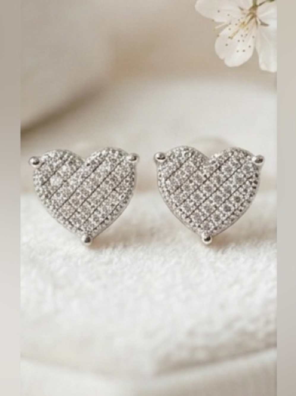 NEW 0.21 CTW Moissanite Heart Earrings - 925 Sterling Silver - Screw Back